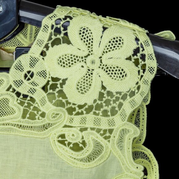 Ulla Johnson Marlis Embroidered Linen Lace Tank Top Citron Size 2 New With Tags - Picture 3 of 10